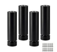 DJCYGG 4 Pcs Pied de Meuble Reglable,Pieds de Table Metal en Alliage d'Aluminium,Pattes de Table de Nivellement pour Meubles,Jambes de Support pour Canapé,Lit,Armoire,avec Vis (100mm,Noir)