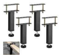 DJCYGG 4 Pcs Pieds pour Sommier à Lattes,Pieds de Lit Ajustables,Pattes de Meuble T-Forme en Métal,pour Cadre de lit,Lattes centrales,avec Vis et languettes de Liaison (32cm,Noir)