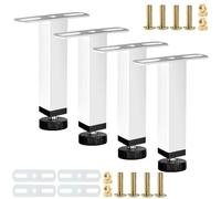 DJCYGG 4 Pcs Pieds pour Sommier à Lattes,Pieds de Lit Ajustables,Pattes de Meuble T-Forme en Métal,pour Cadre de lit,Lattes centrales,avec Vis et languettes de Liaison (10cm,Noir Mat)