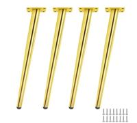 DJCYGG 4 Pièces Pieds de Meubles Réglable Pieds de Table de Cône Jambe de D'armoire en Métal,Pattes de Support en Fixation pour Canapés,Chaise,Bureau,Lit,avec Vis (75cm,Or)