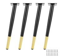 DJCYGG 4 Pièces Pieds de Meubles Réglable Pieds de Table de Cône Jambe de D'armoire en Métal,Pattes de Support en Fixation pour Canapés,Chaise,Bureau,Lit,avec Vis (75cm,Noir+Or)