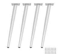 DJCYGG 4 Pièces Pieds de Meubles Réglable Pieds de Table de Cône Jambe de D'armoire en Métal,Pattes de Support en Fixation pour Canapés,Chaise,Bureau,Lit,avec Vis (75cm,Blanc+Or)