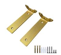 DJCYGG Lot de 2 Supports D'étagère Flottants,5 mm d'épaisseur,Équerres Étagère de Fixation Supports à Tablettes Muraux Invisibles,Pour Étagères Ouvertes de Bricolage,avec Vis (15cm,Doré)