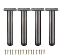 DJCYGG Lot de 4 Pieds de Meubles en Métal Patteds de Table Réglables Jambes de Support en Fixation pour Canapé,Table Basse,Lit,Armoire,Chaise,Bureau,Placard et Autres,avec Vis (13cm,Noir-A)