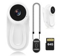 DJDAI Mini caméra de corps 1080p avec carte intégrée 64 Go mains libres, petit enregistreur vidéo portable avec clip magnétique, support pour casque pour vélo, voyage, animal domestique