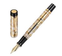 DJDLFA Stylo-plume avec design creux doré unique pour bureau, affaires, stylos à encre pour écrire, dessin, cadeau (blanc, F 0,5 mm)