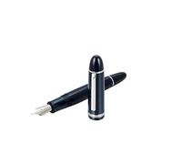 DJDLFA Stylo-plume en acrylique de couleur noire - Stylo à encre noire - Fournitures de bureau - Stylo à bille bleu foncé avec clip argenté