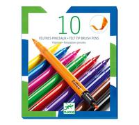 Djeco - 10 feutres pinceaux Classique - Pointe extra-fine, Pinceau extra'soft, Multicolore
