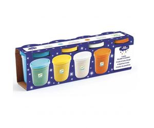 DJECO 4 Tubs of Play Dough pâte à modeler colorée métallisée avec reflets 18m+ 4 pcs