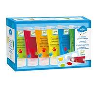 Peinture à doigts - DJECO - 6 tubes - Lavable à l'eau - Pots de 75 ml