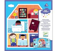 DJECO - Autocollants repositionnables La maison, étoiles, blanc [avec couleurs supplémentaires] (DJ09072)