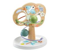 DJECO BabyTree Toboggan à Balles en Bois - Dès 18 Mois - Jouet Éducatif, Améliore la Dextérité - Expérience de Jeu Captivante, Couleurs Douces - Matériaux de Qualité - Bois et Métal - sans Montage