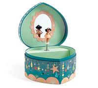 DJECO Boîte à Musique Happy Party en Forme de Coeur - Décoration Chambre Enfant - Danseuse et Miroir, Intérieur Velours - Rangement Bijoux Élégant - Design Artistique - Mélodie 2min30