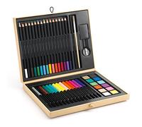 DJECO Boîte de Couleurs, dès 5 Ans - Contient Crayons, Feutres, Gouache, Pinceau, Gomme, Taille-Crayon - Stimule la Créativité - Mallette Art Portable et Personnalisable - Qualité Supérieure, EU