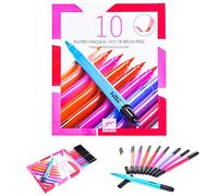 DJECO Coffret 10 Feutres Pinceaux Roses - Couleurs Vibrantes et Qualité Supérieure - Facile à Utiliser & Lavable - Convient pour les Enfants dès 6 Ans