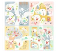 DJECO Coffret de Tampons "En Visite", Animaux de la Forêt - Jeu Créatif pour Enfant, 3 à 6 ans - Stimule la créativité - 16 Cartes à Illustrer, 3 Encreurs à Encre Lavable et 7 Tampons Faciles à Saisir