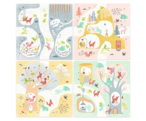 DJECO Coffret de Tampons "En Visite", Animaux de la Forêt - Jeu Créatif pour Enfant, 3 à 6 ans - Stimule la créativité - 16 Cartes à Illustrer, 3 Encreurs à Encre Lavable et 7 Tampons Faciles à Saisir