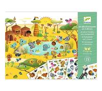 DJECO Coffret Décalcomanies Savane, Désert et Pôle Nord - Enfants 5 à 8 ans - Stimule La Créativité - Gratter et Créer vos Dessins ! 3 Planches & 90 Images - Facile à Utiliser