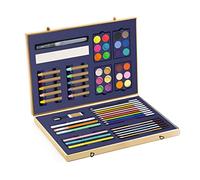 DJECO Coffret Les Couleurs des Grands - Dès 6 Ans - Kit Valise avec Peinture, Feutres, Crayons, Pastels, Stylos & Accessoires - Couleurs Scintillantes - Coloriage & Peinture - Qualité Made in France