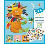 DJECO Kit Création Stickers Animaux - Enfants 3 à 6 Ans - Habillez les Animaux Loisirs Créatifs - Contient 16 Feuilles Animaux & 6 Planches de Stickers (424 Gommettes) - Idéal Voyage & Famille