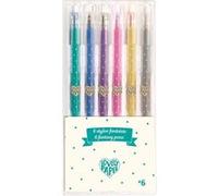 Djeco Stylos gel pailletés DD03755 - 6 stylos bleu et multicolore (Enfant Mixte)