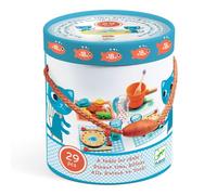 DJECO Dinette Imitation à la Table des Chatons, dès 18m - Apprentissage Ludique des Séquences d'un Repas - Éveil des Couleurs et Formes - Set Complet pour Dresser la Table et Boîte de Rangement