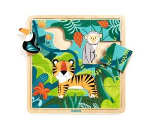 DJECO- Dschungel emboîtable Puzzle Jungle, DJ01810, Multicolore