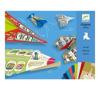 DJECO Kit Origami Avions - Enfants de 7 à 12 Ans - Activité Créative Pliage Papier - Développe la Motricité Fine - 20 Feuilles Décorées, 20 Personnages - Différentes Difficultés, 5 Modèles d'avion