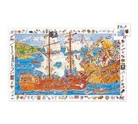 DJECO - Puzzle Carton Observation Pirates (100 pièces), dès 5 Ans - Observation, Patience et Motricité - 61 x 38cm - Fabriqué en Europe - avec Poster