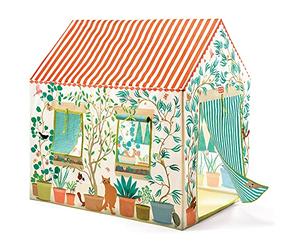 DJECO, Maison de Jeu Enfant, Multicolore, 100x105x73cm | Cabane Intérieure Spacieuse, Montage Rapide, Structure Plastique Légère, Boîte Rangement Pratique, 3 Fenêtres et 1 Porte