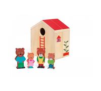 Djeco Minihouse - Maisonnette en bois à ouvrir avec 4 personnages dès 18 mois