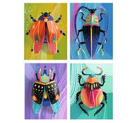Djeco - Papier créatif Paper Bugs - 4 planches, 23 pièces - décor vibrant, accents dorés