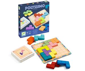 DJECO Polyssimo, Jeu de logique en Bois, dès 7 Ans, 11 pièces | Pensée Stratégique, Patience et Réflexion, 3 Niveaux de Défis, 30 Cartes, Partie Seul ou en Équipe, Activité en Famille