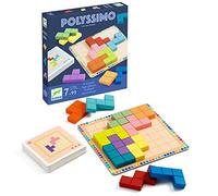 DJECO Polyssimo Jeu de Logique et Patience et Réflexion dès 7 Ans - Renforce la Pensée Stratégique - Défis Multiniveaux: 30 Cartes, 11 Pièces en Bois, 3 Niveaux - Seul ou par Equipe - en Famille