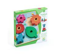 Djeco Puzz & Stack Happy - Puzzle en bois empilable fleurs et animaux 18+ mois