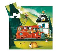 DJECO Puzzle Carton Camion de Pompier (16 Pièces) - Enfants Dès 3 Ans - Renforce la Dextérité et la Patience - Qualité durable - Boîte Camion de Pompier Avec Échelle Pivotante - Idéal Cadeau