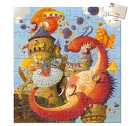 Djeco Puzzle Carton Vaillant et Le Dragon (54 Pièces) - Enfants dès 5 Ans - Développe la Dextérité, Stimule la Créativité - 37x40 cm - Pièces Faciles à Manipuler - Boîte Silhouette Fournie - Durable