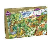 Djeco Puzzle Dinosaures 100 pièces + Livret Vert E