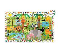 DJECO Puzzle d'Observation Jungle 35 Pièces - Enfants dès 3 Ans - Découverte des Animaux - Améliore les Capacités Visuelles et Cognitives - Développe l'Attention au Détail - Poster Inclus - 61 x 38 cm