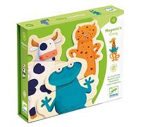 DJECO Puzzle Magnétique Crazy Animaux (24 pièces) dès 2 Ans - 8 Animaux - Jeu d'Imagination Qui Stimule la Créativité - Matériaux de Qualité - Boîte de Rangement Inclue