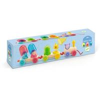 DJECO Rainbowtrain - Jeu de Construction, dès 18 mois - Train en Bois, Figurines Animaux et Cloches Colorées - Motricité et Découverte des Mélanges de Couleurs - Stimule la Créativité - Bois Durable