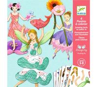 Djeco Set Créatif Fées Articulées à Colorier - 5 à 8 Ans - Coloriage & Assemblage - Activité Ludique et Éducative - Contient 6 Planches Pantins Fées, Attaches Metal, Stickers et Explications - H19cm
