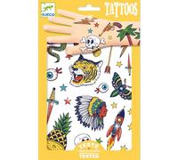 DJECO, Tatouages temporaires enfant, assortis, métallisés, dès 3 ans | Application à l'Eau, Testé Dermatologiquement, Déguisement et Fête, Motifs Pirates et Animaux, Prédécoupés