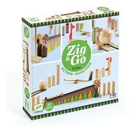 DJECO Zig & Go - Jeu de Construction dès 7 ans - 27 pièces en Bois, 2 Billes en Métal, 1 Notice - Construction, Créativité et Réaction en Chaîne - Développe Réflexion, Habilité et Ingéniosité