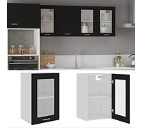 DJEKA Armoire Murale en Verre Suspendue - Placard de Rangement - Meuble Haut de Cuisine - Noir - 40 cm