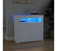 DJEKA Buffet LED Buffet Salle a Manger Buffet Cuisine Rangement Buffet Bas Salon Meuble de Rangement Buffet Haut pour Salon Salle à Manger-Blanc-80 x 35 x 75 cm