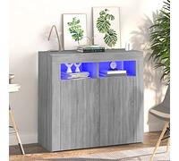 DJEKA Buffet LED Buffet Salle a Manger Buffet Cuisine Rangement Buffet Bas Salon Meuble de Rangement Buffet Haut pour Salon Salle à Manger-Sonoma gris-80 x 35 x 75 cm