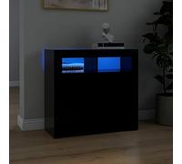 DJEKA Buffet LED Buffet Salle a Manger Buffet Cuisine Rangement Buffet Bas Salon Meuble de Rangement Buffet Haut pour Salon Salle à Manger-Noir-80 x 35 x 75 cm