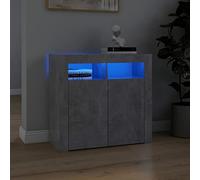DJEKA Buffet LED Buffet Salle a Manger Buffet Cuisine Rangement Buffet Bas Salon Meuble de Rangement Buffet Haut pour Salon Salle à Manger-Gris béton-80 x 35 x 75 cm
