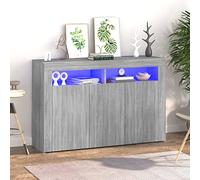 DJEKA Buffet LED Buffet Salle a Manger Buffet Cuisine Rangement Buffet Bas Salon Meuble de Rangement Buffet Haut pour Salon Salle à Manger-Sonoma gris-115.5 x 30 x 75 cm